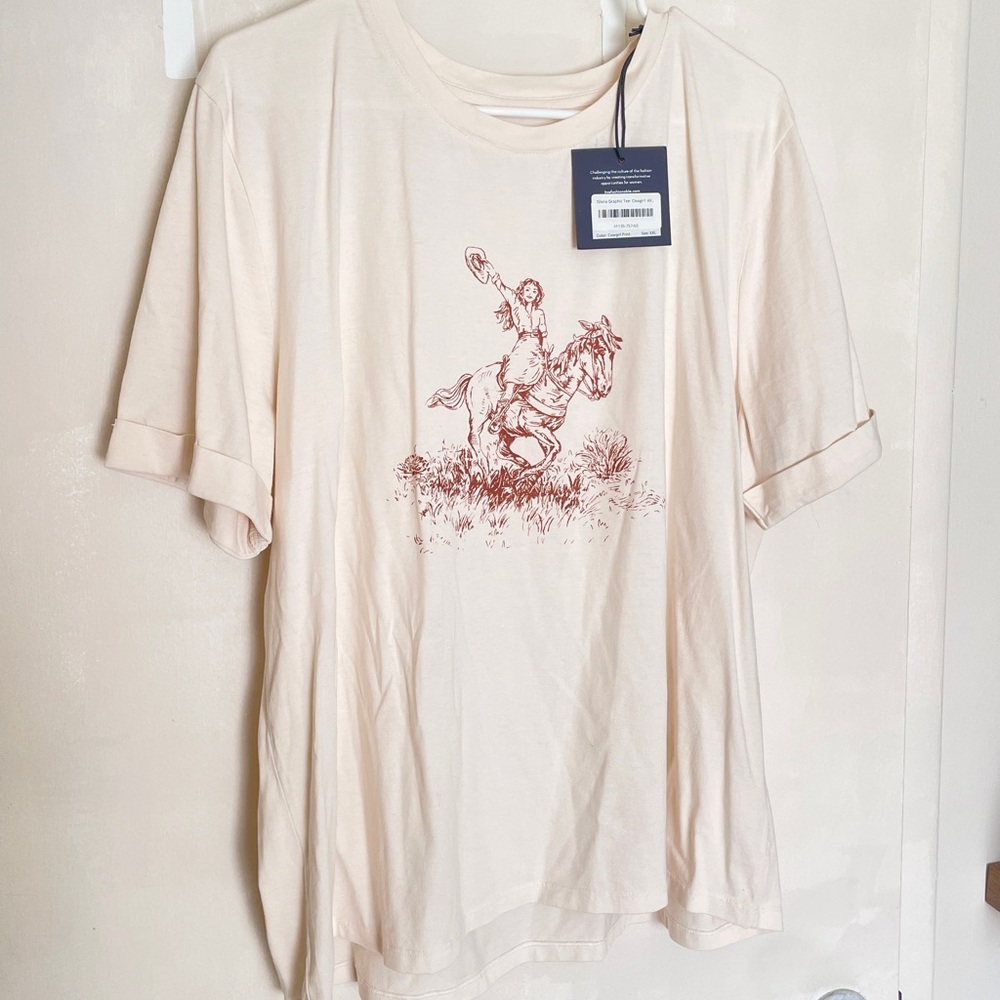 NWT ABLE Cream Tee with Cowgirl Design (Gloria Graphic Tee)